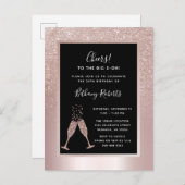 Blush Glitter Ombre 50th Birthday Party Uitnodiging Briefkaart (Voorkant / Achterkant)