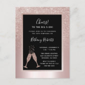Blush Glitter Ombre 50th Birthday Party Uitnodiging Briefkaart (Voorkant)