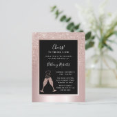 Blush Glitter Ombre 50th Birthday Party Uitnodiging Briefkaart (Staand voorkant)
