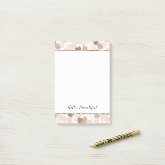 Blush Glitter Pink Cream Brown Hearts Post-it® Notes (Op bureau)