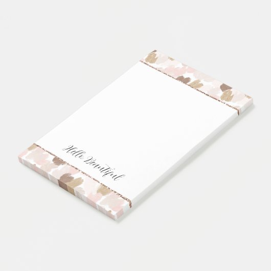 Blush Glitter Pink Cream Brown Hearts Post-it® Notes (Schuin)