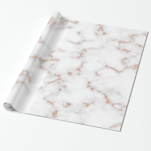 Blush Glitter Pink White Marble Glossy Cadeaupapier (Uitgerold)