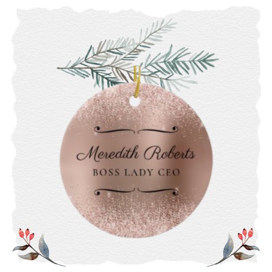 Blush Glitter Roos Gold Boss Lady CEO op maat Keramisch Ornament