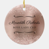 Blush Glitter Roos Gold Boss Lady CEO op maat Keramisch Ornament (Achterkant)