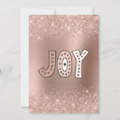 Blush Glitter Roos Gold Foil Joy Holiday Card Feestdagenkaart (Voorkant)