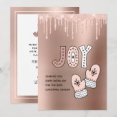 Blush Glitter Roos Gold Metal Christmas 2020 Joy Feestdagenkaart (Voorkant / Achterkant)