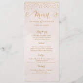Blush glitter roos gouden kalligrafie bruiloft men menu (Voorkant)