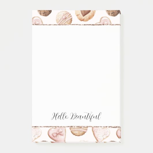 Blush Glitter Roze Crème Bruine Hartjes Traktaties Post-it® Notes (Voorkant)