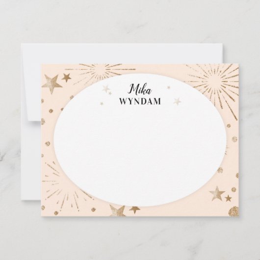 Blush Glitter Stars en Fireworks Note Kaart Notitiekaartje (Voorkant)