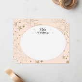 Blush Glitter Stars en Fireworks Note Kaart Notitiekaartje (Voorkant / Achterkant in situ)