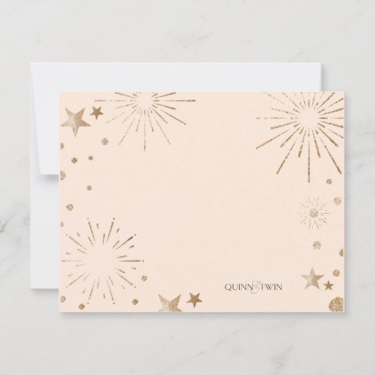 Blush Glitter Stars en Fireworks Note Kaart Notitiekaartje (Achterkant)