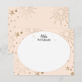 Blush Glitter Stars en Fireworks Note Kaart Notitiekaartje (Voorkant / Achterkant)