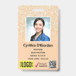 Blush Glitter Technicus Foto ID QR Barcode Badge