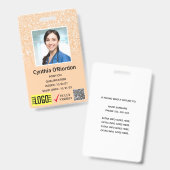 Blush Glitter-technicus foto-ID QR-streepjescode b Badge (Voor- en achterkant)