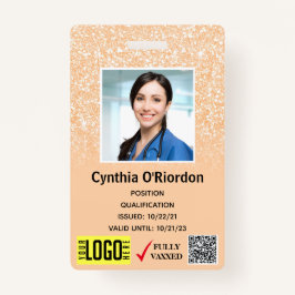 Blush Glitter-technicus foto-ID QR-streepjescode b Badge