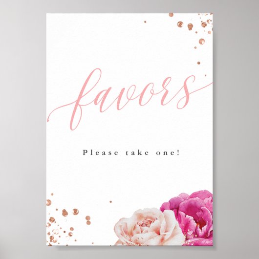 Blush Glitter Vrijgezellenfeest Favors Tafelblad T Poster (Voorkant)