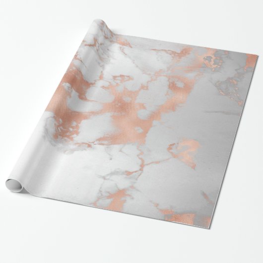 Blush Glitter White Pink Marble Glossy Cadeaupapier (Uitgerold)