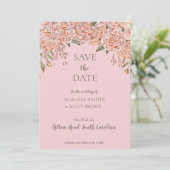 Blush Glittery Floral Save-the-Date Uitnodiging (Staand voorkant)
