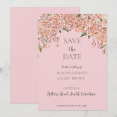 Blush Glittery Floral Save-the-Date Uitnodiging (Voorkant / Achterkant)