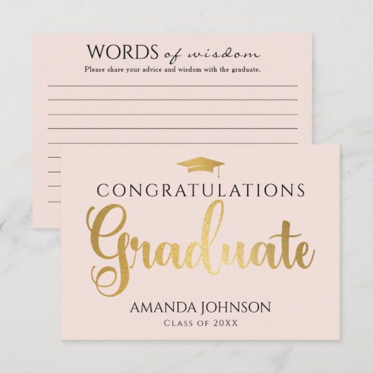 Blush Gold Afstuderen Wijsheid Afstuderen Informatiekaartje (Voorkant / Achterkant)