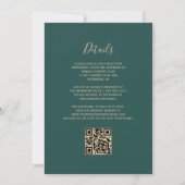 Blush Gold Agaat Emerald Green QR Code Wedding Kaart (Achterkant)