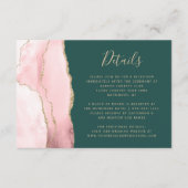 Blush Gold Agaat Emerald Green Wedding Details Informatiekaartje (Voorkant)
