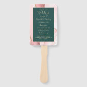 Blush Gold Agaat Emerald Green Wedding Programma Handwaaier (Voorkant)