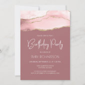 Blush Gold Agate Dusty Roos Elk jaar op zaterdag I Kaart (Voorkant)