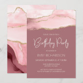 Blush Gold Agate Dusty Roos Elk jaar op zaterdag I Kaart (Voorkant / Achterkant)