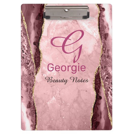 Blush & Gold Agate Klembord (Voorkant)