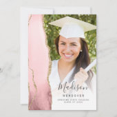 Blush Gold Agate Photo Afstuderen aangekondigd Kaart (Voorkant)