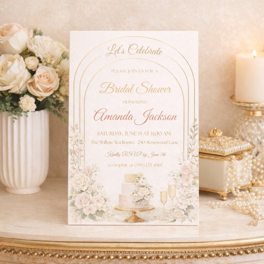 Blush Gold Arch Chic Invitation Kaart