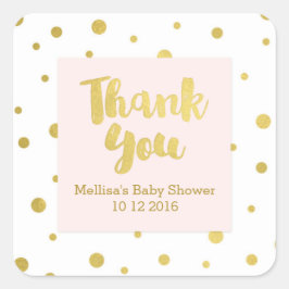Blush Gold Baby shower Dank u Favor Sticker