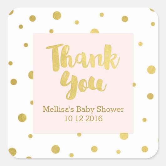 Blush Gold Baby shower Dank u Favor Sticker (Voorkant)