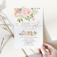 Blush gold baby shower-uitnodiging