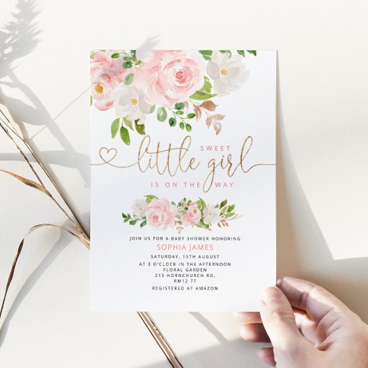 Blush gold baby shower-uitnodiging kaart