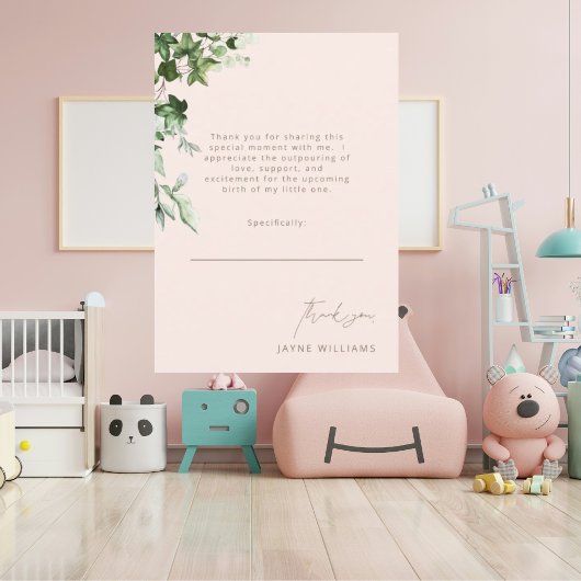 Blush & Gold Bericht Ivy Baby shower Bedankt Kaart