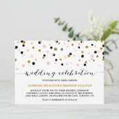 Blush, Gold & Black Confetti Stippen Moderne bruil Kaart (Staand voorkant)