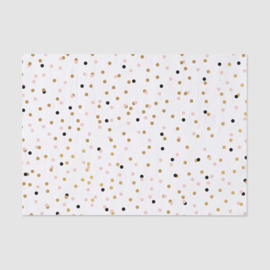 Blush, Gold Black Kleurrijke Confetti Stippen Patr Tissuepapier (Voorkant)