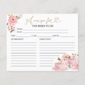 Blush Gold Bloemen Bruids Tea Party Recept Kaarten (Voorkant)