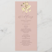Blush Gold Bloemen Trouwprogramma Programmakaart (Voorkant)