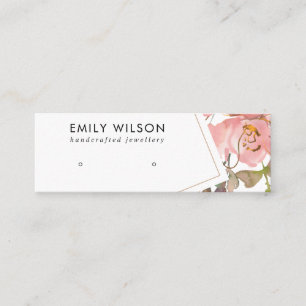 BLUSH GOLD BLUSH FLORAL STUD EARRING DISPLAY CARD MINI VISITEKAARTJE