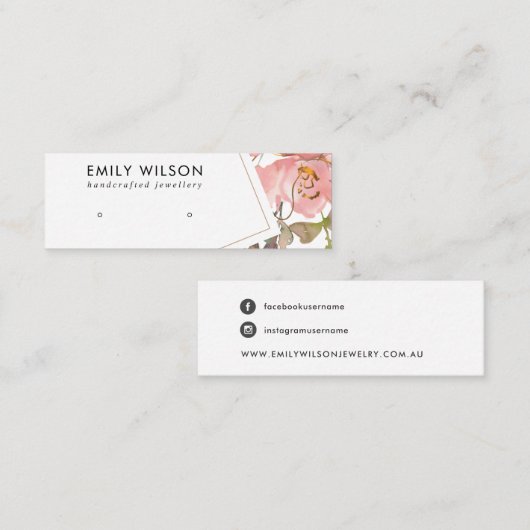 BLUSH GOLD BLUSH FLORAL STUD EARRING DISPLAY CARD MINI VISITEKAARTJE (Voorkant / Achterkant)