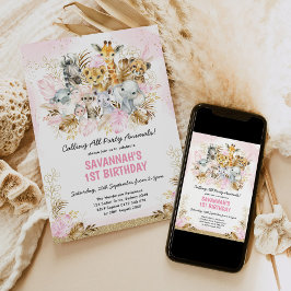 Blush Gold Boho Oerwoud Wild Een eerste geboorte m Kaart