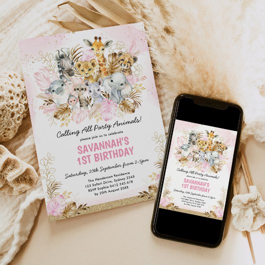 Blush Gold Boho Oerwoud Wild Een eerste geboorte m Kaart