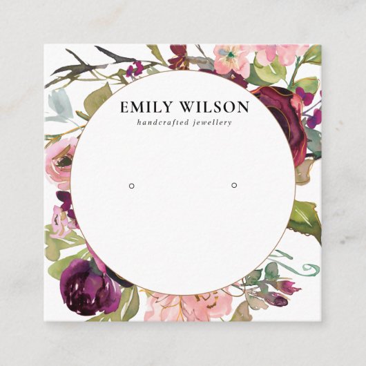 BLUSH GOLD BORDEAUX ROOS BLOEMENOORBEL DISPLAY VIERKANTE VISITEKAARTJE (Voorkant)