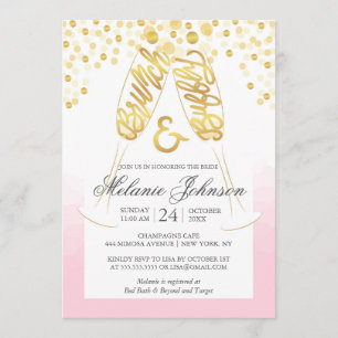 Blush Gold Bridal Brunch en Bubble Invitation Kaart