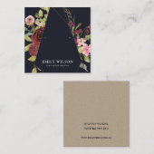 BLUSH GOLD BURGUNDY ROOS FLORAL EARRING DISPLAY VIERKANTE VISITEKAARTJE (Voorkant / Achterkant)