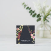 BLUSH GOLD BURGUNDY ROOS FLORAL EARRING DISPLAY VIERKANTE VISITEKAARTJE (Staand voorkant)