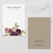 BLUSH GOLD BURGUNDY ROOS FLORAL EARRING DISPLAY VISITEKAARTJE (Voorkant / Achterkant)